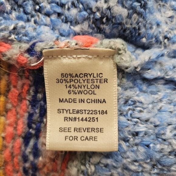 Sincerely Jules Sweater Colorful Boho Chunky Knit Cropped Womens Medium Oversize - Picture 9 of 14